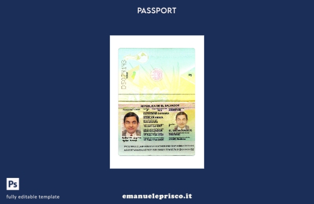 modello presente di passaporto salvadoregno in stile verificato